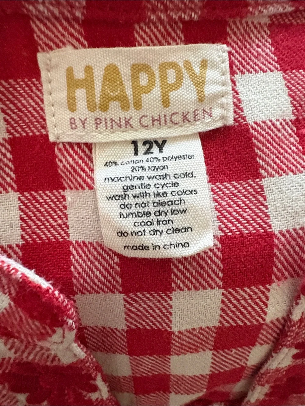 EUC Happy by Pink Chicken Girls' Red Gingham Long-Sleeve Dress